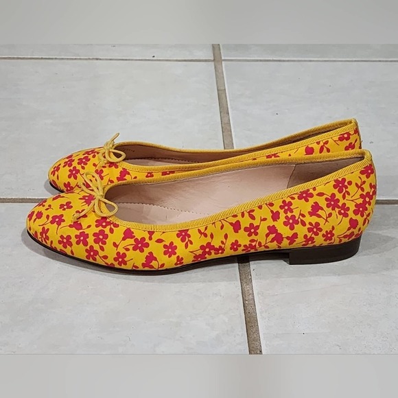 J.‎ Crew Kiki Yellow Neon Saffron Briar Floral Bouquet Ballet Flat Shoes 6 - Picture 4 of 9